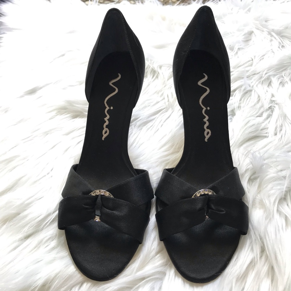 Nina Malila Black Satin Evening Pump